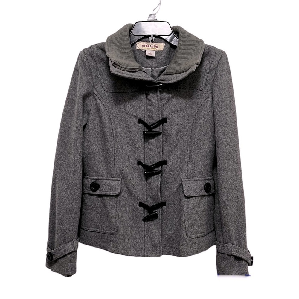 VINTAGE Y2K Hydraulic Wool Blend Toggle Pea Coat Size M